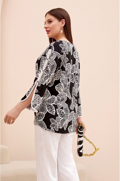 Костюм из хлопка и текстиля с прямыми брюками и туникой Lissana 4743 черный - фото 5