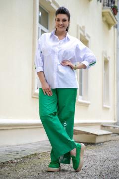 Женские брюки прямого силуэта из текстиля Andina 229 изумруд - фото 5