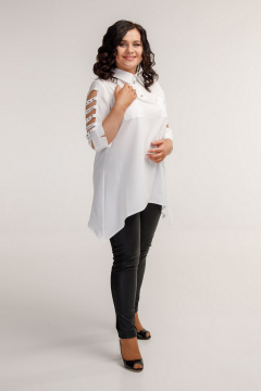 Блуза свободного силуэта с украшенными стразами рукавами Belinga 5010 белый - фото 2
