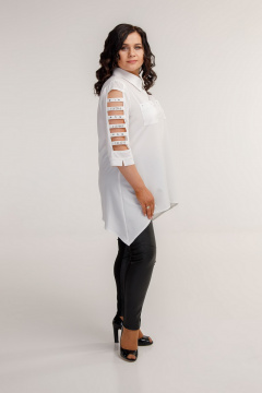 Блуза свободного силуэта с украшенными стразами рукавами Belinga 5010 белый - фото 3