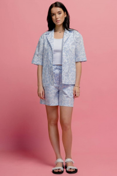 Рубашка-жакет из хлопка с печатным рисунком и панамой JRSy 2338 голубые_цветочки - фото 2