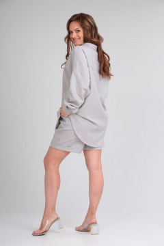 Льняной костюм с рубашкой и шортами для жарких летних дней Michel chic 1332 серый - фото 5