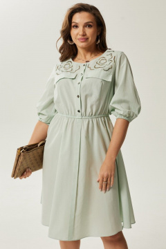 Платье летнее из хлопка в зеленом стиле для повседневности Condra 4392 - фото 5