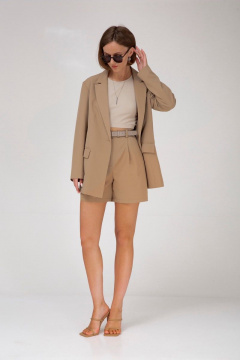 Бежевый костюм двойка из лёгкой ткани лето Mixan 4040 - фото 1
