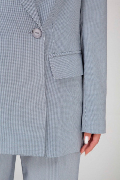 Голубой двубОРный жакет и брюки из костюмной ткани лето Mixan 4041/1 - фото 5