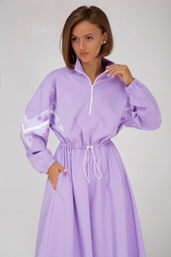 Платье с кулисой и вставками Tie-Dye на рукавах Mixan 5037 - фото 2