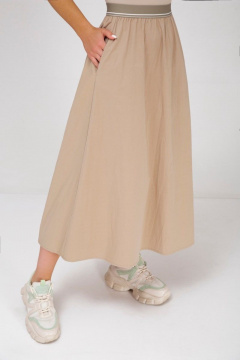 Бежевая хлопковая юбка на притачном поясе и резинке Mixan 6005 - фото 3