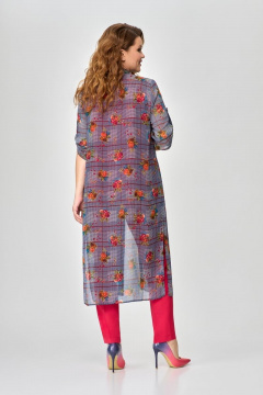 Блуза, брюки и кардиган в ярком стиле из текстиля и шифона DaLi 2629 красный - фото 3