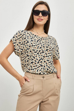 Блуза с принтом из вискозы в стиле casual и коротким рукавом Femme & Devur 70304 2.32F(170) - фото 4