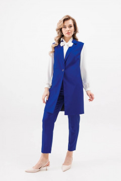 Демисезонный комплект жилет и брюки в деловом стиле SandyNa 130560 ультрамарин - фото 3