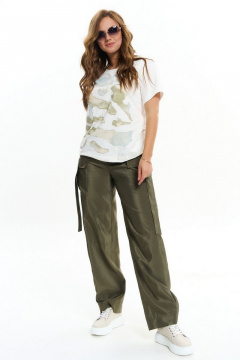 Брюки из вискозной ткани с накладными карманами AVE RARA 4094 хаки - фото 1