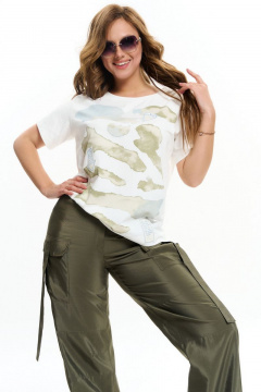 Брюки из вискозной ткани с накладными карманами AVE RARA 4094 хаки - фото 2