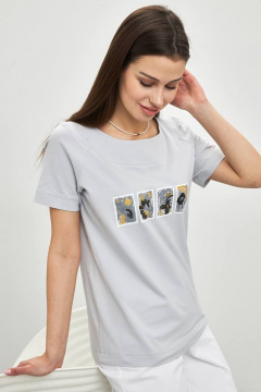 Серый хлопковый джемпер с принтом и регланом Femme & Devur 30583 1.4F(170) - фото 4