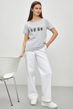 Серый хлопковый джемпер с принтом и регланом Femme & Devur 30583 1.4F(170) - фото 3