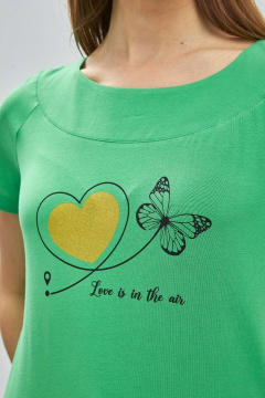 Зеленый хлопковый джемпер с принтом и регланом Femme & Devur 30583 1.15F(170) - фото 3