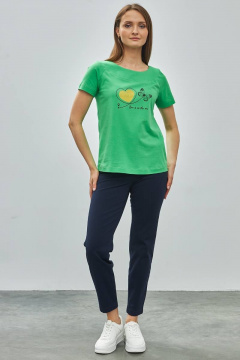 Зеленый хлопковый джемпер с принтом и регланом Femme & Devur 30583 1.15F(170) - фото 2