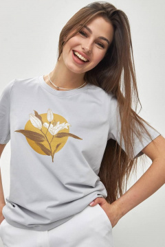 Голубой хлопковый джемпер прямого силуэта с защипами Femme & Devur 30515 1.4F(170) - фото 4