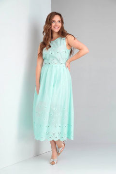 Платье с рельефами и вставками из хлопка для летних образов TVIN 7638 мята - фото 4