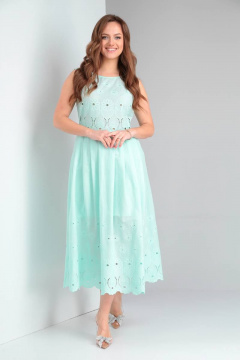 Платье с рельефами и вставками из хлопка для летних образов TVIN 7638 мята - фото 2