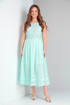 Платье с рельефами и вставками из хлопка для летних образов TVIN 7638 мята - фото 1