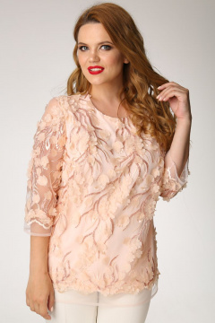 Брюки и туника для лета из текстиля с кружевом LaKona 11523 пудра - фото 3