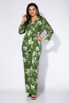 Комплект из жакета и брюк из вискозы — на каждый день TAiER 1199 зеленый - фото 1