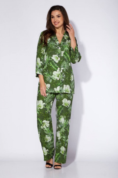 Комплект из жакета и брюк из вискозы — на каждый день TAiER 1199 зеленый - фото 4