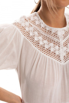 Летнее платье расширенного к низу силуэта с кружевной кокеткой Golden Valley 4915 белый - фото 4