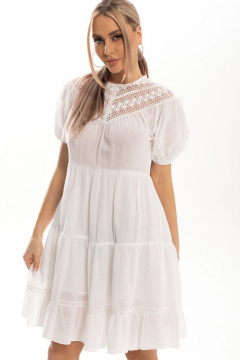 Летнее платье расширенного к низу силуэта с кружевной кокеткой Golden Valley 4915 белый - фото 3