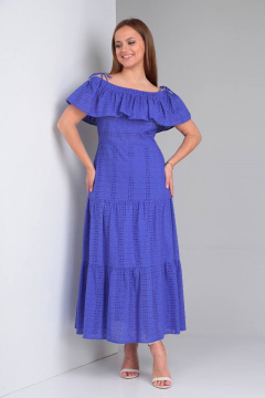 Платье летнее с шитьем и завязывающимися бретелями TVIN 7630 василек - фото 3