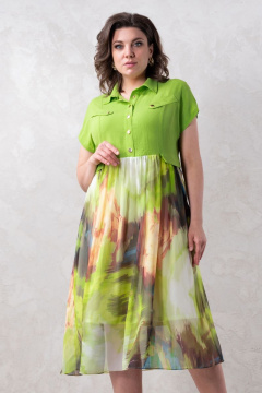 Платье из вискозы и текстиля с карманами и шифоновой нижней частью Avanti 1215-9 - фото 3