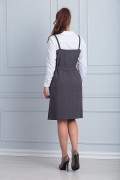 Серый прямой сарафан на бретелях с геометричным дизайном Anelli 529 серый - фото 3
