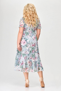 Платье из шифона с расширенным низом и застежкой-молнией Slaviaelit 428-1 серо-розовый - фото 2