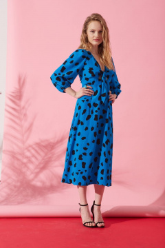 Платье синее полуприлегающего силуэта с завязками DAVYDOV 6282 - фото 5