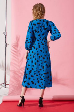 Платье синее полуприлегающего силуэта с завязками DAVYDOV 6282 - фото 4