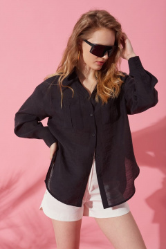 Легкая летняя блуза оверсайз с накладными карманами DAVYDOV 9216 - фото 1