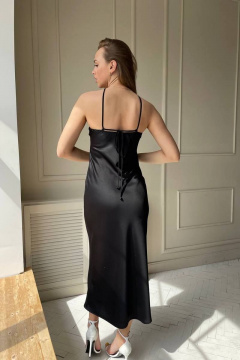 Платье-комбинация из плательного атласа с завязками PUR PUR 11-201 - фото 3