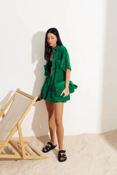 Легкая рубашка с складками и объёмным рукавом из махры и хлопка ANNETE A708 - фото 3