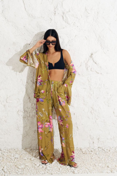 Брюки и рубашка из вискозы цветочный принт свободный крой ANNETE A4149 - фото 1