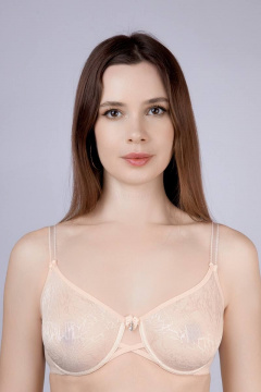 Бюстгальтер бежевый кружевной с мягкой чашкой Verally 2131-1 жасмин - фото 1