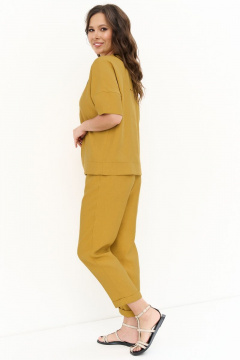 Комплект жакет и брюки свободный крой повседневный стиль Магия моды 2267 горчица - фото 2