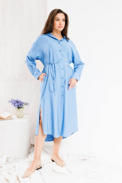 Платье свободного кроя с пуговицами и карманами SandyNa 130128 голубой - фото 3