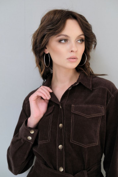 Коричневая рубашка из текстиля и хлопка Motif 1358 - фото 2