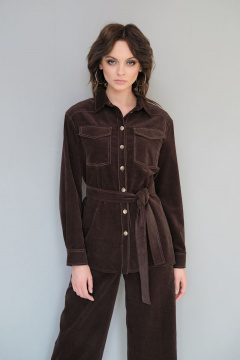 Коричневая рубашка из текстиля и хлопка Motif 1358 - фото 4
