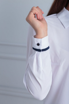 Белая блузка с нагрудными вытачками и пуговичной застежкой Anelli 326 - фото 2