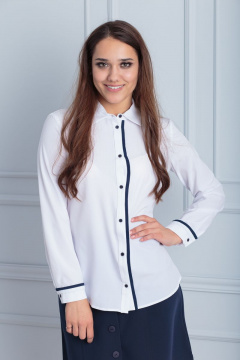 Белая блузка с нагрудными вытачками и пуговичной застежкой Anelli 326 - фото 1