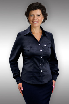 Демисезонная блуза из хлопка в деловом стиле Таир-Гранд 6293 черный - фото 1