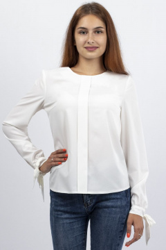 Блуза с гипюром и поясом-корсет – стильный деловой образ VIZAVI 605/1 молоко - фото 1