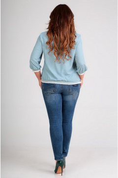 Свободная блуза из текстиля с аппликацией и эластичным поясом Таир-Гранд 62346 мята - фото 2