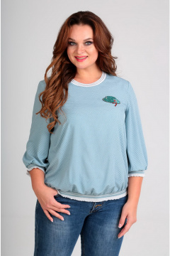 Свободная блуза из текстиля с аппликацией и эластичным поясом Таир-Гранд 62346 мята - фото 3
